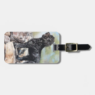 Bernadoodle dog standing on rocks luggage tag