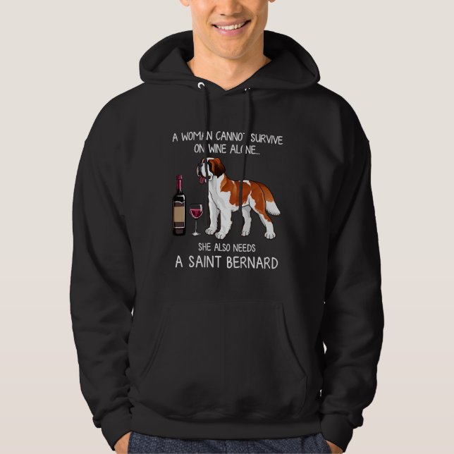 Bernard And Wine Dog Fitted Hoodie (Front)