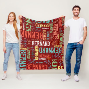 Bernard Colourful Typography . Names and Bikes  Fleece Blanket