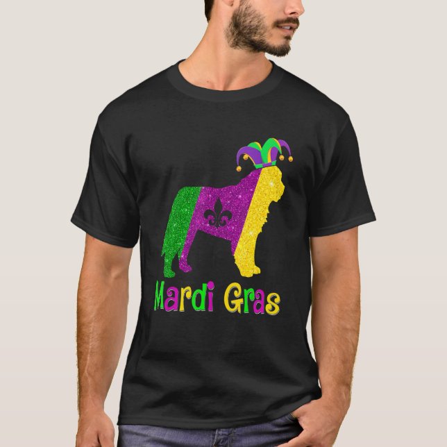 Bernard Dog Lover Mardi Gras Carnival Jester T-Shirt (Front)
