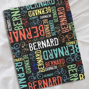 Bernard Repeating Colourful Names and Bikes Fleece Blanket