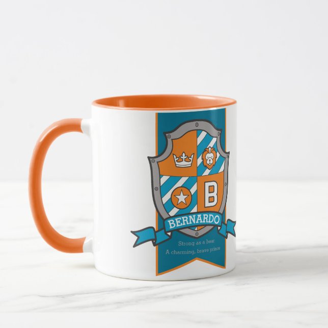 Bernardo letter B crest orange name meaning mug (Left)