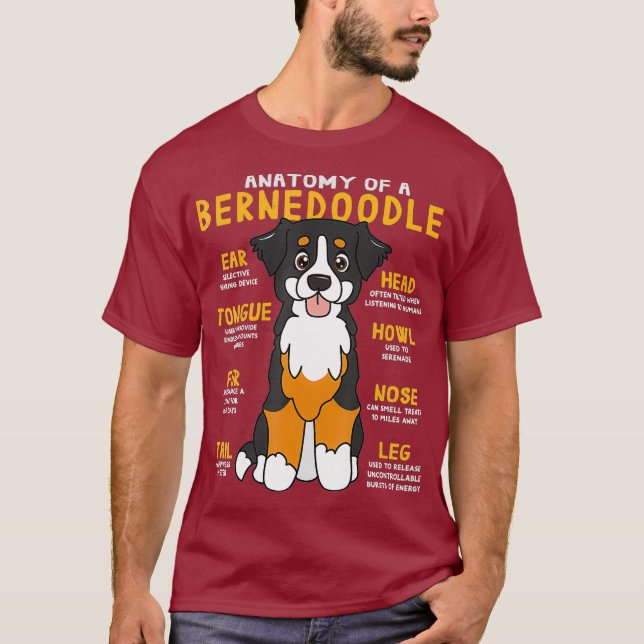 Bernedoodle Anatomy Funny Dog Mum Dad Cute Gift T-Shirt (Front)