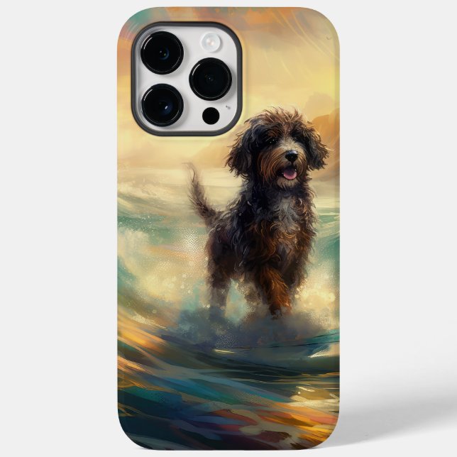 Bernedoodle Beach Surfing Painting  Case-Mate iPhone Case (Back)
