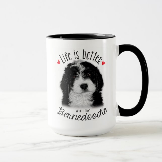 Bernedoodle black and white 15oz  Coffee Mug (Right)