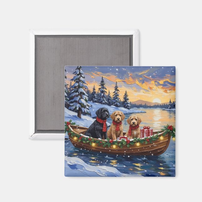 Bernedoodle Christmas Boat Holiday Magnet (Front/Back)