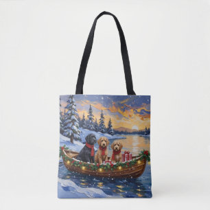 Bernedoodle Christmas Boat Holiday Tote Bag