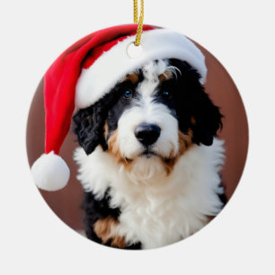 Bernedoodle Christmas Ceramic Ornament