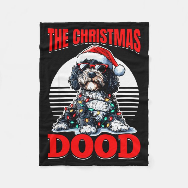 Bernedoodle Christmas Dog Breed The Christmas Dood Fleece Blanket (Front)