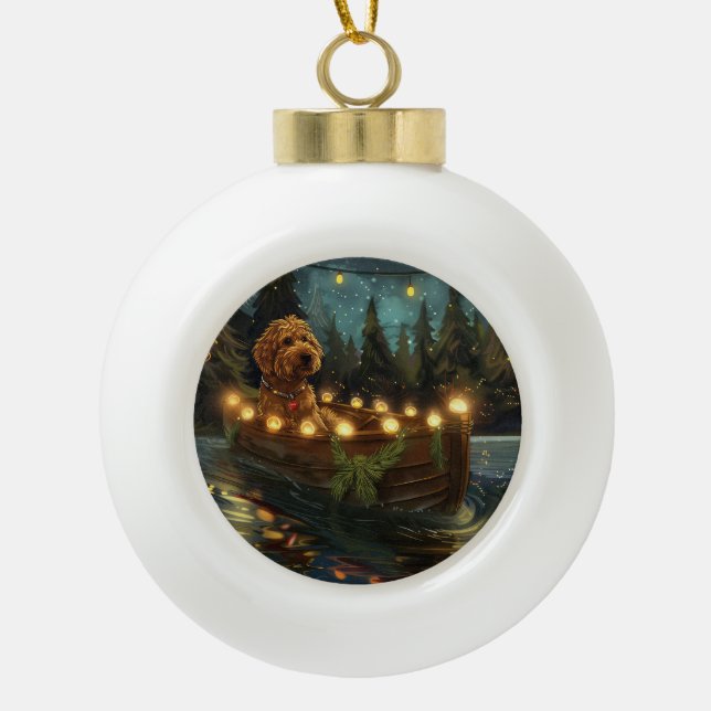Bernedoodle Christmas Festive Voyage Ceramic Ball Christmas Ornament (Front)