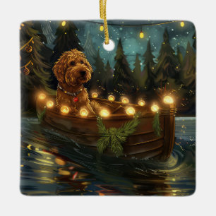 Bernedoodle Christmas Festive Voyage Ceramic Ornament