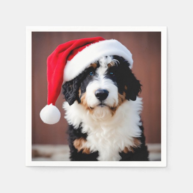 Bernedoodle Christmas Napkin (Front)