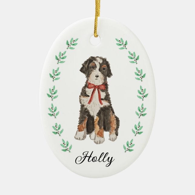 Bernedoodle Christmas Ornament (Front)