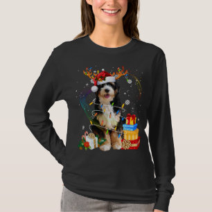 Bernedoodle Christmas Reindeer Santa Lights Dog Xm T-Shirt
