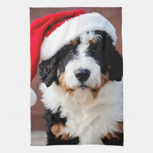 Bernedoodle Christmas Tea Towel