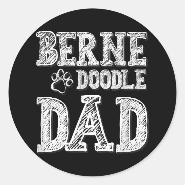 Bernedoodle Dad Doodle Dog  Classic Round Sticker (Front)