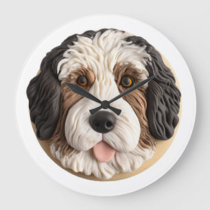 Bernedoodle Dog 3D Inspired Large Clock