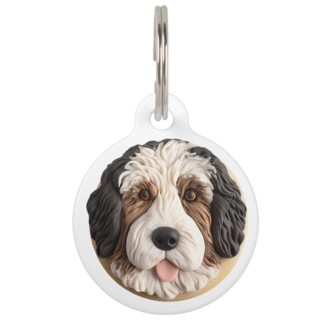 Bernedoodle Dog 3D Inspired Pet Tag (Front)