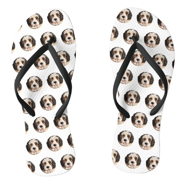 Bernedoodle Dog 3D Inspired Thongs (Footbed)