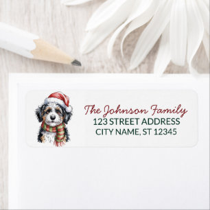 Bernedoodle Dog Christmas Return Address           Label