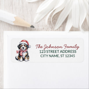 Bernedoodle Dog Christmas Return Address Label