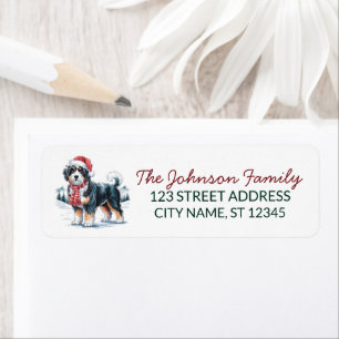Bernedoodle Dog Christmas Return Address Label