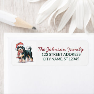 Bernedoodle Dog Christmas Return Address Label