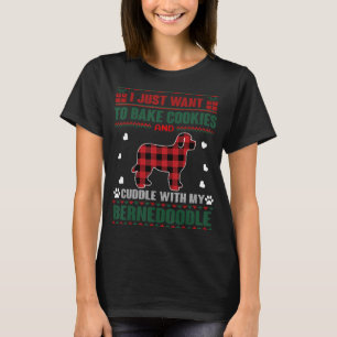 Bernedoodle Dog Cookies Pajama Ugly Christmas Swe T-Shirt