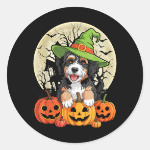 Bernedoodle Dog Halloween Classic Round Sticker