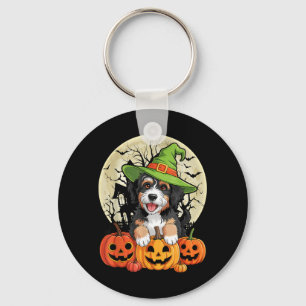 Bernedoodle Dog Halloween Key Ring