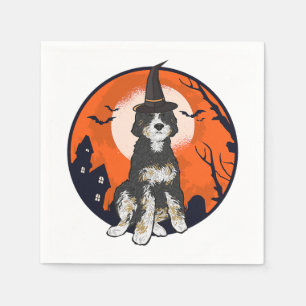 Bernedoodle Dog Halloween T-Shirt Napkin