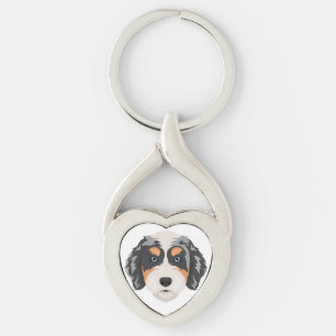 Bernedoodle dog mix key ring