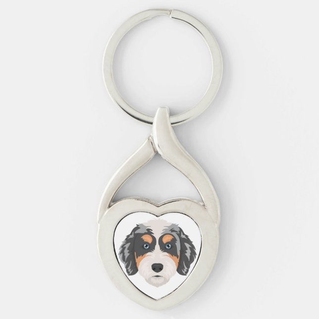 Bernedoodle dog mix key ring (Front)
