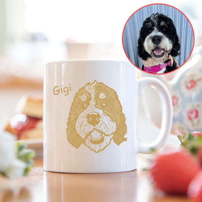 Bernedoodle Dog Personalised Hand Drawing Coffee Mug (Creator Uploaded)