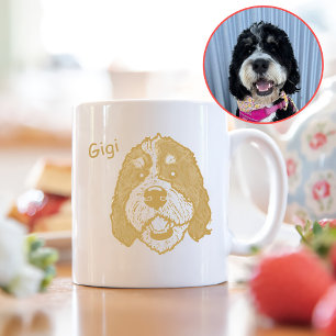 Bernedoodle Dog Personalized Hand Drawing Coffee Mug