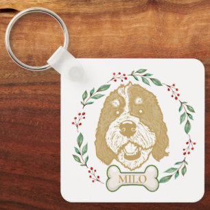 Bernedoodle Dog Personalized Key Ring