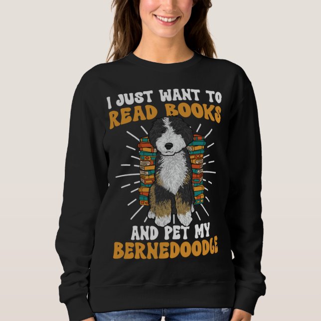 Bernedoodle Dog Reading Books Bernedoodle Sweatshirt (Front)