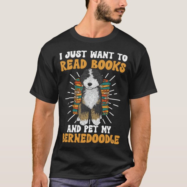 Bernedoodle Dog Reading Books Bernedoodle T-Shirt (Front)