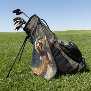 Bernedoodle Dog Roller Coaster Christmas  Golf Towel