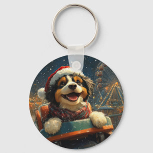 Bernedoodle Dog Roller Coaster Christmas Key Ring