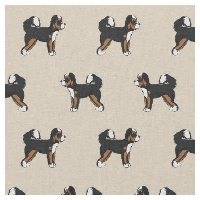 Bernedoodle dog simple design tan fabric (Close Up)