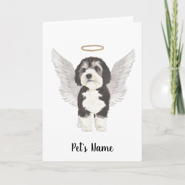 Bernedoodle Dog Sympathy Memorial Card (Front)