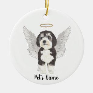 Bernedoodle Dog Sympathy Memorial  Ceramic Ornament