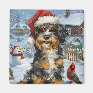 Bernedoodle Dog Winter Wonderland Christmas Magnet