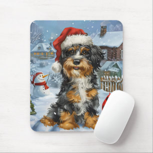 Bernedoodle Dog Winter Wonderland Christmas Mouse Pad