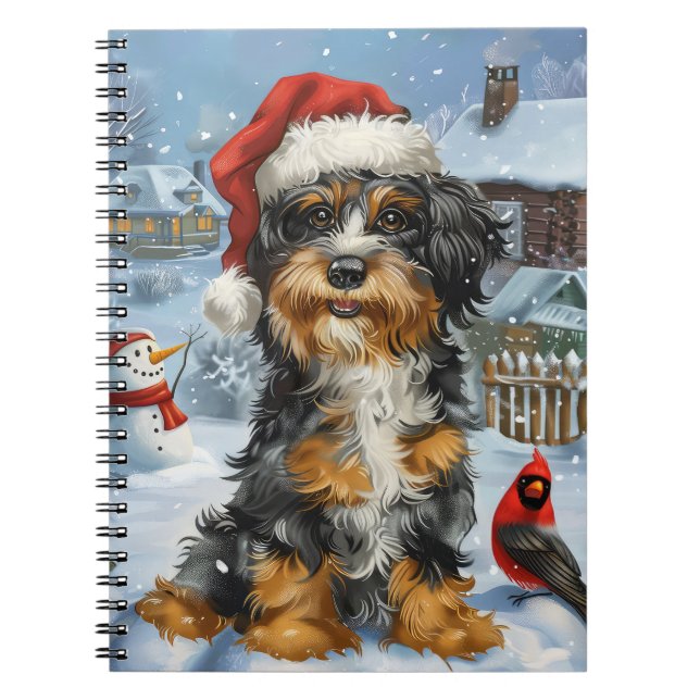 Bernedoodle Dog Winter Wonderland Christmas Notebook (Front)