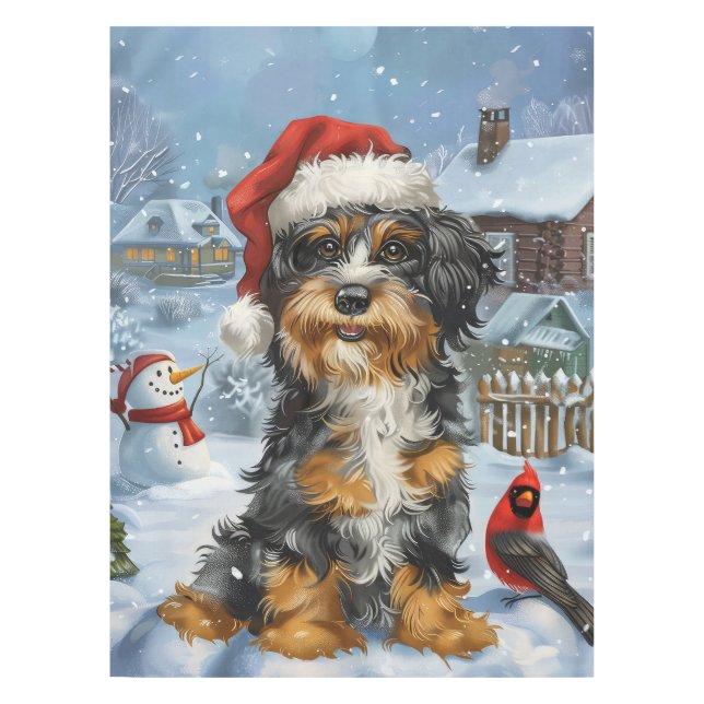 Bernedoodle Dog Winter Wonderland Christmas Tablecloth (Front)