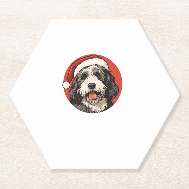 Bernedoodle Dog Xmas Doodle Dood Cute Christmas Be Paper Coaster (Front)