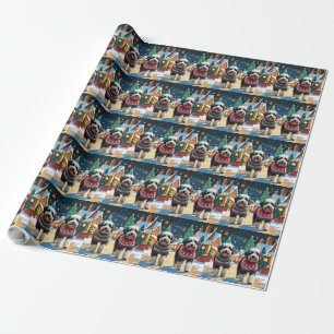 Bernedoodle Dogs Christmas Snow Holiday Wrapping Paper