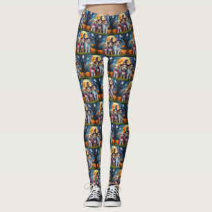 Bernedoodle Dogs Pumpkin Halloween Funny Leggings